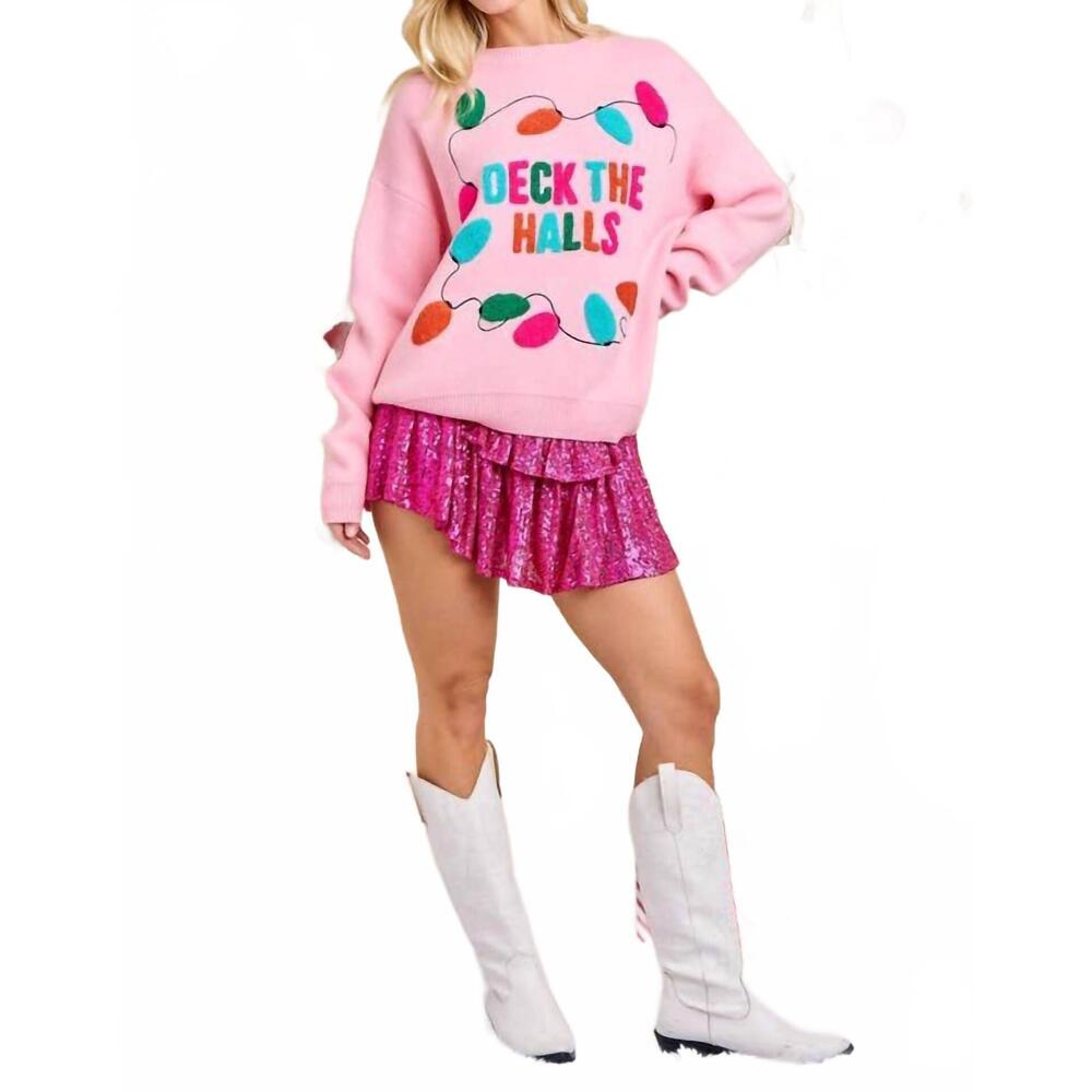 NEW MAINSTRIP deck the halls sweater in pink